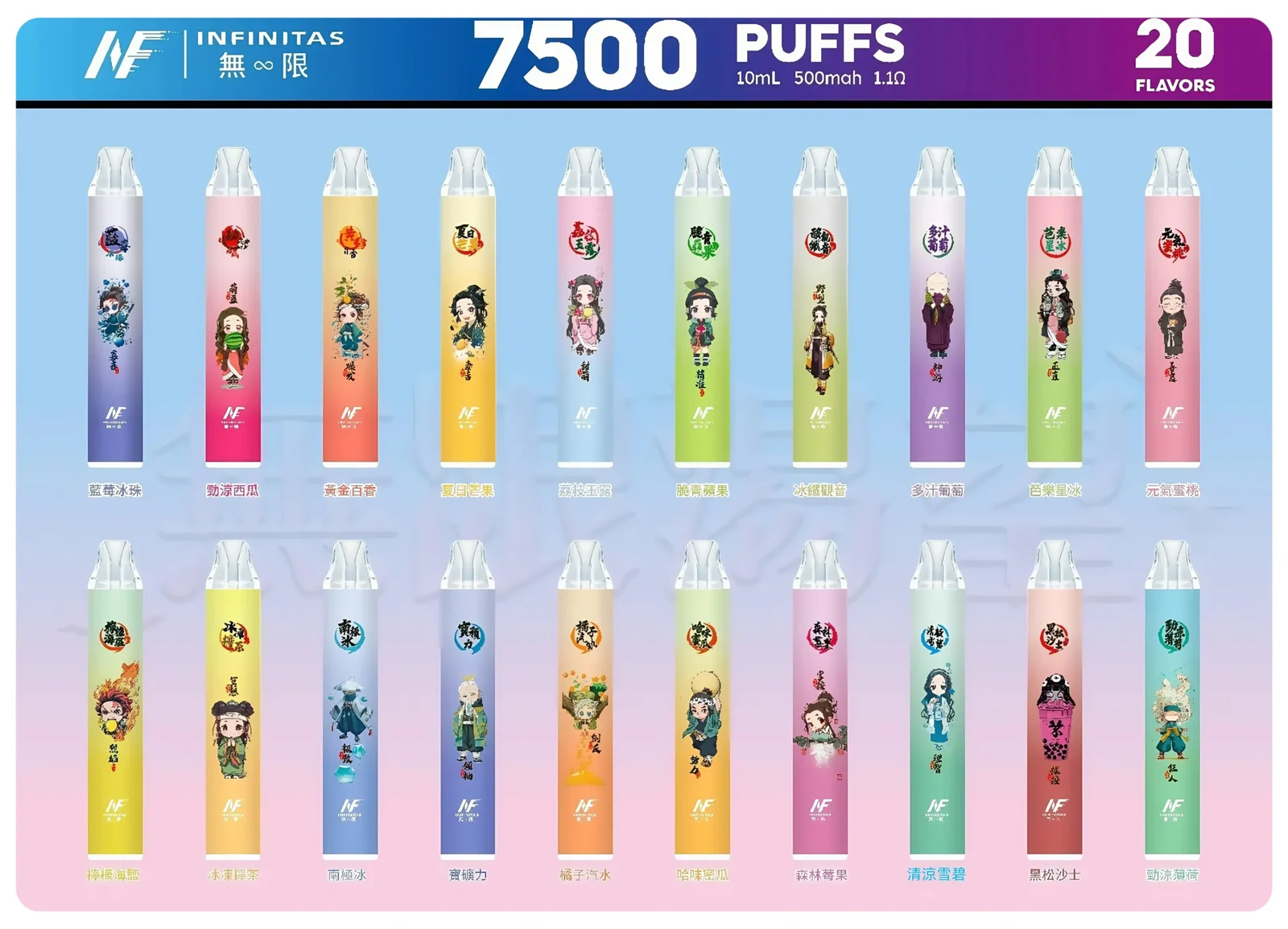 INF 無限× 鬼滅之刃聯名限定款7500 Puffs 拋棄式電子煙